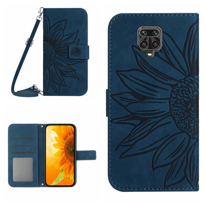 Skin Feel Sun Flower Pattern Flip Funda de cuero para teléfono con cordón, For Xiaomi Redmi Note 9 Pro 4G / Note 9 Pro Max / Note 9S / Poco M2 Pro, For Xiaomi Redmi Note 10 4G / Note 10S, For Xiaomi Redmi Note 10 5G / Note 10T 5G / Poco M3 Pro         ...