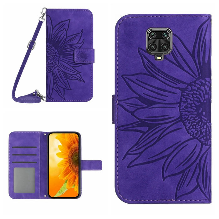 Skin Feel Sun Flower Pattern Flip Funda de cuero para teléfono con cordón, For Xiaomi Redmi Note 9 Pro 4G / Note 9 Pro Max / Note 9S / Poco M2 Pro, For Xiaomi Redmi Note 10 4G / Note 10S, For Xiaomi Redmi Note 10 5G / Note 10T 5G / Poco M3 Pro         ...