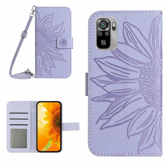 Skin Feel Sun Flower Pattern Flip Funda de cuero para teléfono con cordón, For Xiaomi Redmi Note 9 Pro 4G / Note 9 Pro Max / Note 9S / Poco M2 Pro, For Xiaomi Redmi Note 10 4G / Note 10S, For Xiaomi Redmi Note 10 5G / Note 10T 5G / Poco M3 Pro         ...