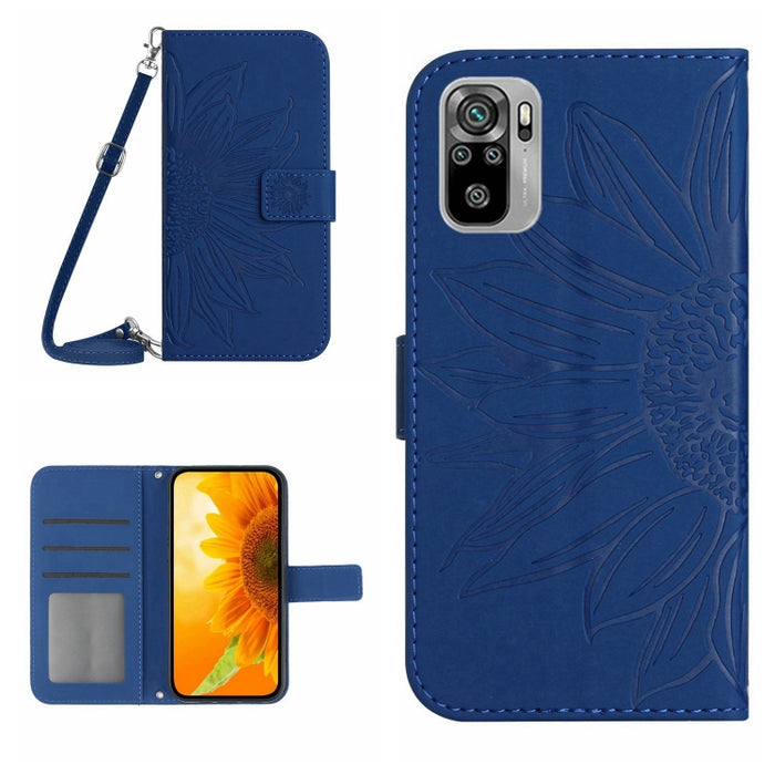 Skin Feel Sun Flower Pattern Flip Funda de cuero para teléfono con cordón, For Xiaomi Redmi Note 9 Pro 4G / Note 9 Pro Max / Note 9S / Poco M2 Pro, For Xiaomi Redmi Note 10 4G / Note 10S, For Xiaomi Redmi Note 10 5G / Note 10T 5G / Poco M3 Pro         ...