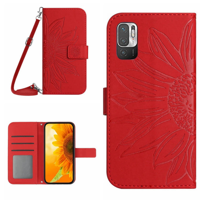 Skin Feel Sun Flower Pattern Flip Funda de cuero para teléfono con cordón, For Xiaomi Redmi Note 9 Pro 4G / Note 9 Pro Max / Note 9S / Poco M2 Pro, For Xiaomi Redmi Note 10 4G / Note 10S, For Xiaomi Redmi Note 10 5G / Note 10T 5G / Poco M3 Pro         ...