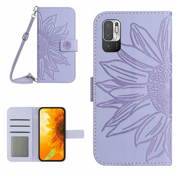 Skin Feel Sun Flower Pattern Flip Funda de cuero para teléfono con cordón, For Xiaomi Redmi Note 9 Pro 4G / Note 9 Pro Max / Note 9S / Poco M2 Pro, For Xiaomi Redmi Note 10 4G / Note 10S, For Xiaomi Redmi Note 10 5G / Note 10T 5G / Poco M3 Pro         ...