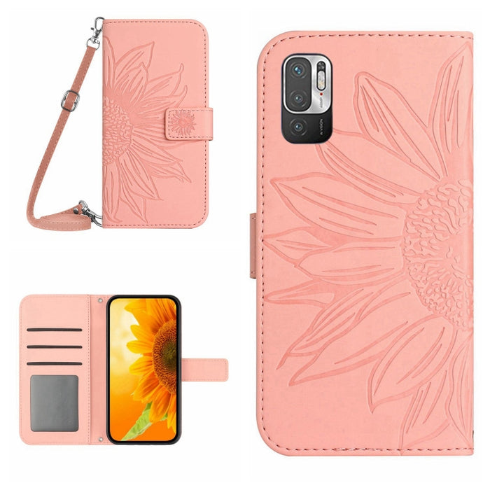 Skin Feel Sun Flower Pattern Flip Funda de cuero para teléfono con cordón, For Xiaomi Redmi Note 9 Pro 4G / Note 9 Pro Max / Note 9S / Poco M2 Pro, For Xiaomi Redmi Note 10 4G / Note 10S, For Xiaomi Redmi Note 10 5G / Note 10T 5G / Poco M3 Pro         ...