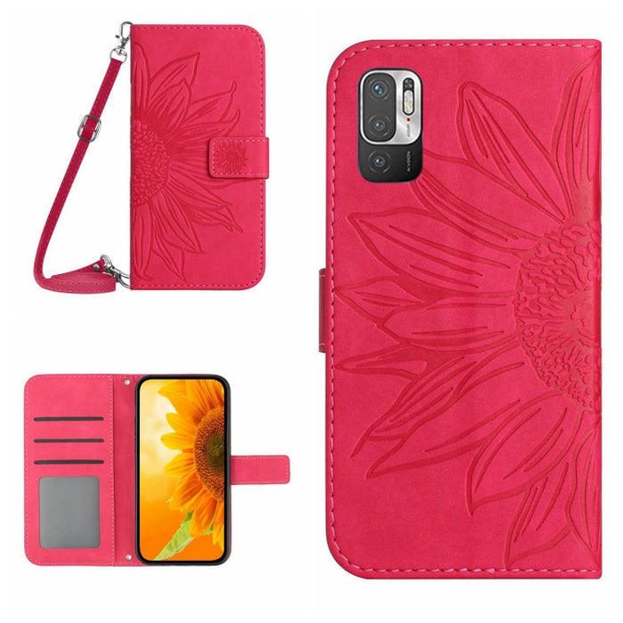 Skin Feel Sun Flower Pattern Flip Funda de cuero para teléfono con cordón, For Xiaomi Redmi Note 9 Pro 4G / Note 9 Pro Max / Note 9S / Poco M2 Pro, For Xiaomi Redmi Note 10 4G / Note 10S, For Xiaomi Redmi Note 10 5G / Note 10T 5G / Poco M3 Pro         ...