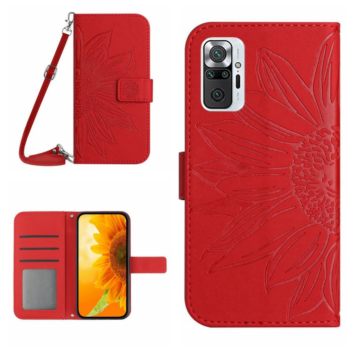 Skin Feel Sun Flower Pattern Flip Funda de cuero para teléfono con cordón, For Xiaomi Redmi Note 9 Pro 4G / Note 9 Pro Max / Note 9S / Poco M2 Pro, For Xiaomi Redmi Note 10 4G / Note 10S, For Xiaomi Redmi Note 10 5G / Note 10T 5G / Poco M3 Pro         ...