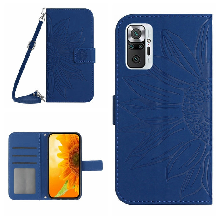 Skin Feel Sun Flower Pattern Flip Funda de cuero para teléfono con cordón, For Xiaomi Redmi Note 9 Pro 4G / Note 9 Pro Max / Note 9S / Poco M2 Pro, For Xiaomi Redmi Note 10 4G / Note 10S, For Xiaomi Redmi Note 10 5G / Note 10T 5G / Poco M3 Pro         ...