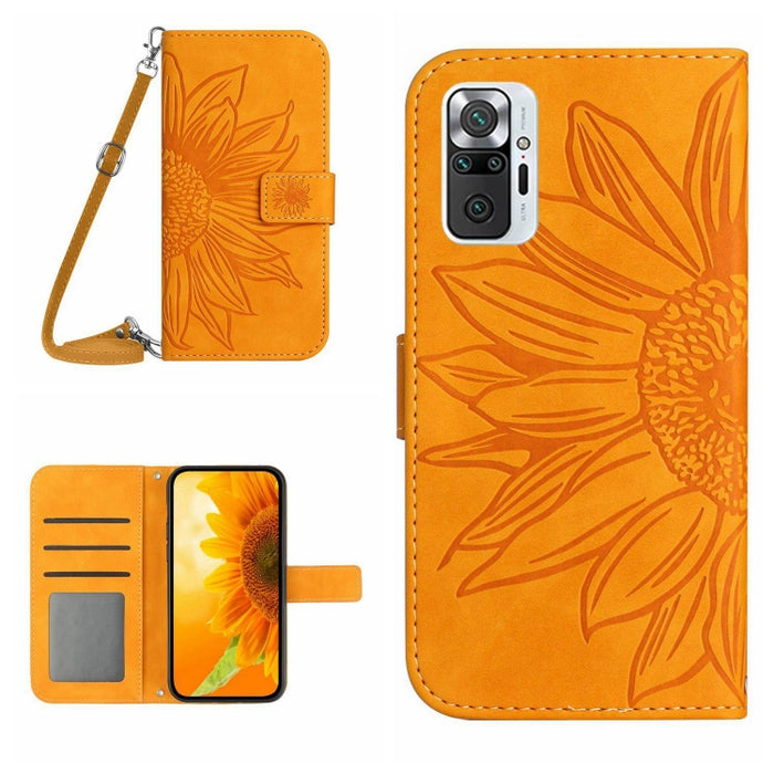 Skin Feel Sun Flower Pattern Flip Funda de cuero para teléfono con cordón, For Xiaomi Redmi Note 9 Pro 4G / Note 9 Pro Max / Note 9S / Poco M2 Pro, For Xiaomi Redmi Note 10 4G / Note 10S, For Xiaomi Redmi Note 10 5G / Note 10T 5G / Poco M3 Pro         ...