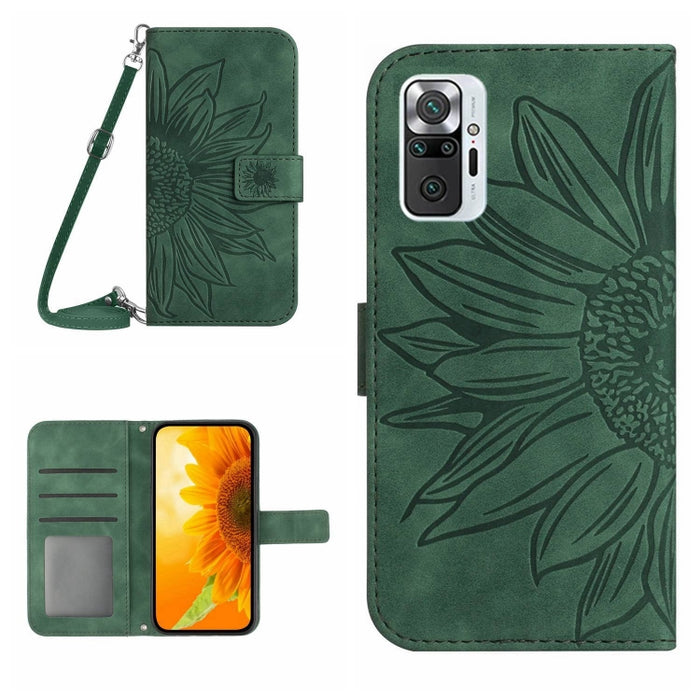 Skin Feel Sun Flower Pattern Flip Funda de cuero para teléfono con cordón, For Xiaomi Redmi Note 9 Pro 4G / Note 9 Pro Max / Note 9S / Poco M2 Pro, For Xiaomi Redmi Note 10 4G / Note 10S, For Xiaomi Redmi Note 10 5G / Note 10T 5G / Poco M3 Pro         ...