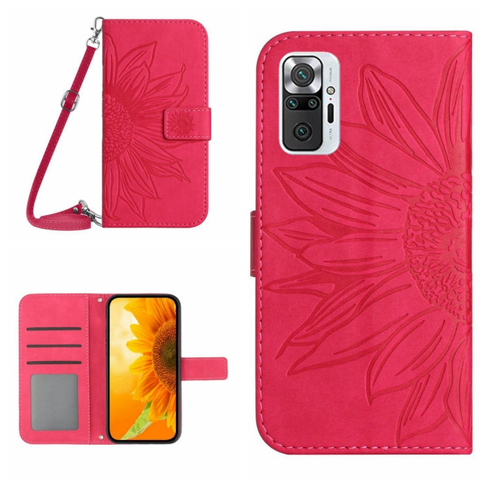 Skin Feel Sun Flower Pattern Flip Funda de cuero para teléfono con cordón, For Xiaomi Redmi Note 9 Pro 4G / Note 9 Pro Max / Note 9S / Poco M2 Pro, For Xiaomi Redmi Note 10 4G / Note 10S, For Xiaomi Redmi Note 10 5G / Note 10T 5G / Poco M3 Pro         ...