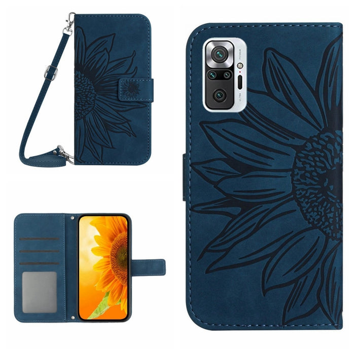 Skin Feel Sun Flower Pattern Flip Funda de cuero para teléfono con cordón, For Xiaomi Redmi Note 9 Pro 4G / Note 9 Pro Max / Note 9S / Poco M2 Pro, For Xiaomi Redmi Note 10 4G / Note 10S, For Xiaomi Redmi Note 10 5G / Note 10T 5G / Poco M3 Pro         ...