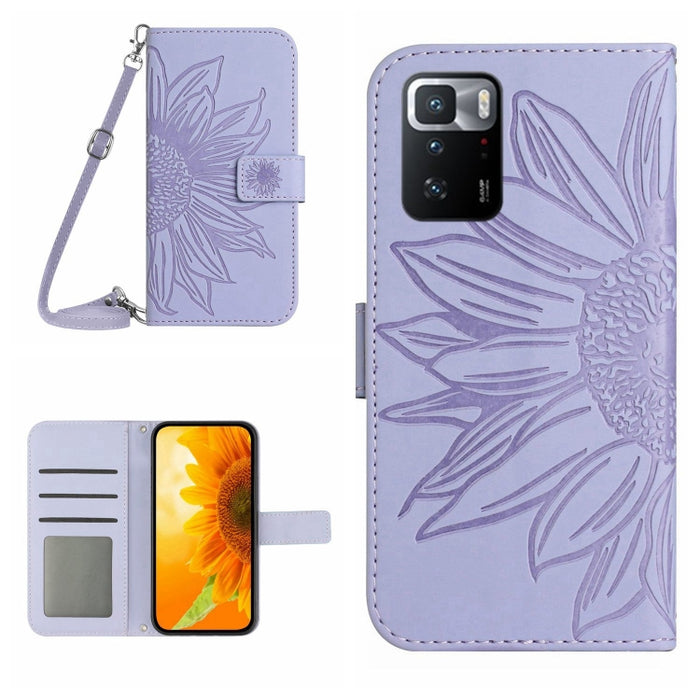 Skin Feel Sun Flower Pattern Flip Funda de cuero para teléfono con cordón, For Xiaomi Redmi Note 9 Pro 4G / Note 9 Pro Max / Note 9S / Poco M2 Pro, For Xiaomi Redmi Note 10 4G / Note 10S, For Xiaomi Redmi Note 10 5G / Note 10T 5G / Poco M3 Pro         ...
