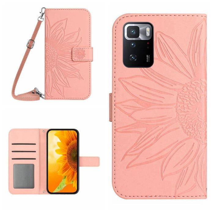 Skin Feel Sun Flower Pattern Flip Funda de cuero para teléfono con cordón, For Xiaomi Redmi Note 9 Pro 4G / Note 9 Pro Max / Note 9S / Poco M2 Pro, For Xiaomi Redmi Note 10 4G / Note 10S, For Xiaomi Redmi Note 10 5G / Note 10T 5G / Poco M3 Pro         ...