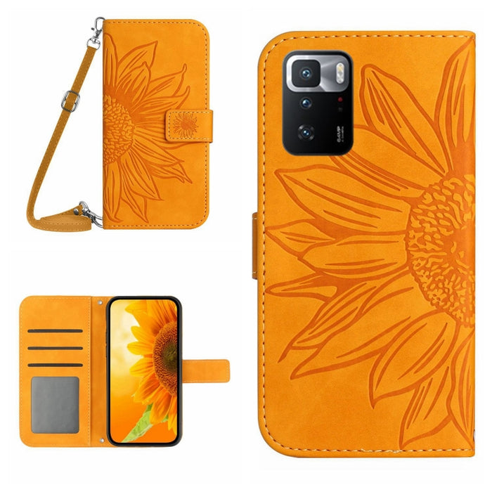 Skin Feel Sun Flower Pattern Flip Funda de cuero para teléfono con cordón, For Xiaomi Redmi Note 9 Pro 4G / Note 9 Pro Max / Note 9S / Poco M2 Pro, For Xiaomi Redmi Note 10 4G / Note 10S, For Xiaomi Redmi Note 10 5G / Note 10T 5G / Poco M3 Pro         ...