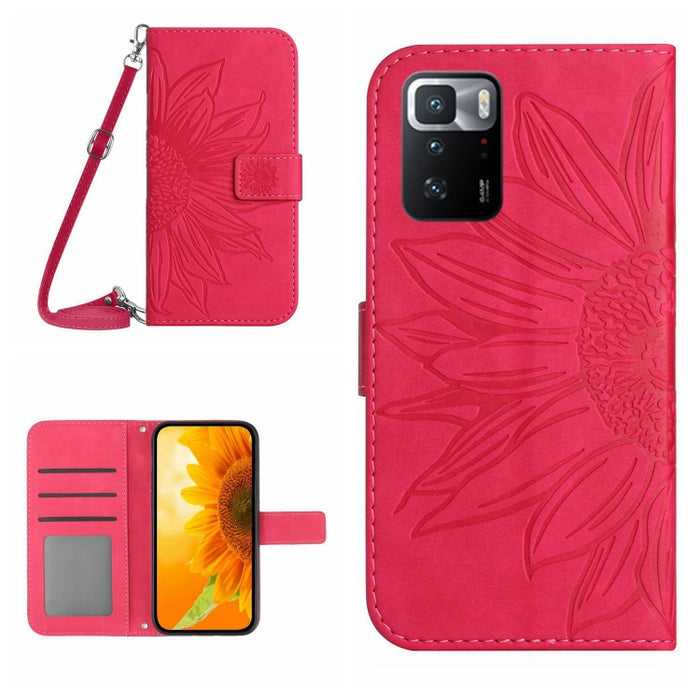 Skin Feel Sun Flower Pattern Flip Funda de cuero para teléfono con cordón, For Xiaomi Redmi Note 9 Pro 4G / Note 9 Pro Max / Note 9S / Poco M2 Pro, For Xiaomi Redmi Note 10 4G / Note 10S, For Xiaomi Redmi Note 10 5G / Note 10T 5G / Poco M3 Pro         ...