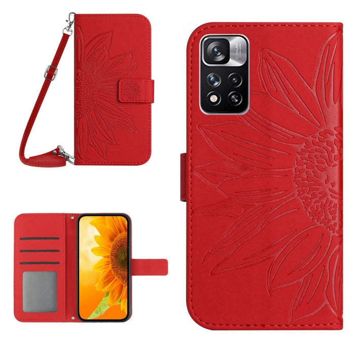 Skin Feel Sun Flower Pattern Flip Funda de cuero para teléfono con cordón, For Xiaomi Redmi Note 9 Pro 4G / Note 9 Pro Max / Note 9S / Poco M2 Pro, For Xiaomi Redmi Note 10 4G / Note 10S, For Xiaomi Redmi Note 10 5G / Note 10T 5G / Poco M3 Pro         ...