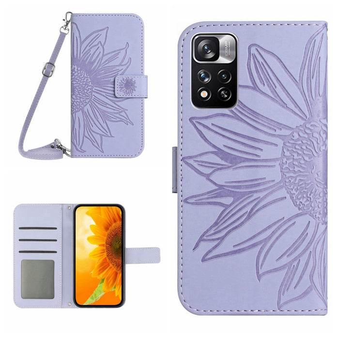 Skin Feel Sun Flower Pattern Flip Funda de cuero para teléfono con cordón, For Xiaomi Redmi Note 9 Pro 4G / Note 9 Pro Max / Note 9S / Poco M2 Pro, For Xiaomi Redmi Note 10 4G / Note 10S, For Xiaomi Redmi Note 10 5G / Note 10T 5G / Poco M3 Pro         ...