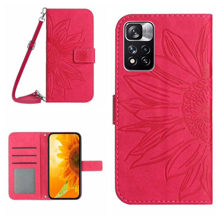 Skin Feel Sun Flower Pattern Flip Funda de cuero para teléfono con cordón, For Xiaomi Redmi Note 9 Pro 4G / Note 9 Pro Max / Note 9S / Poco M2 Pro, For Xiaomi Redmi Note 10 4G / Note 10S, For Xiaomi Redmi Note 10 5G / Note 10T 5G / Poco M3 Pro         ...