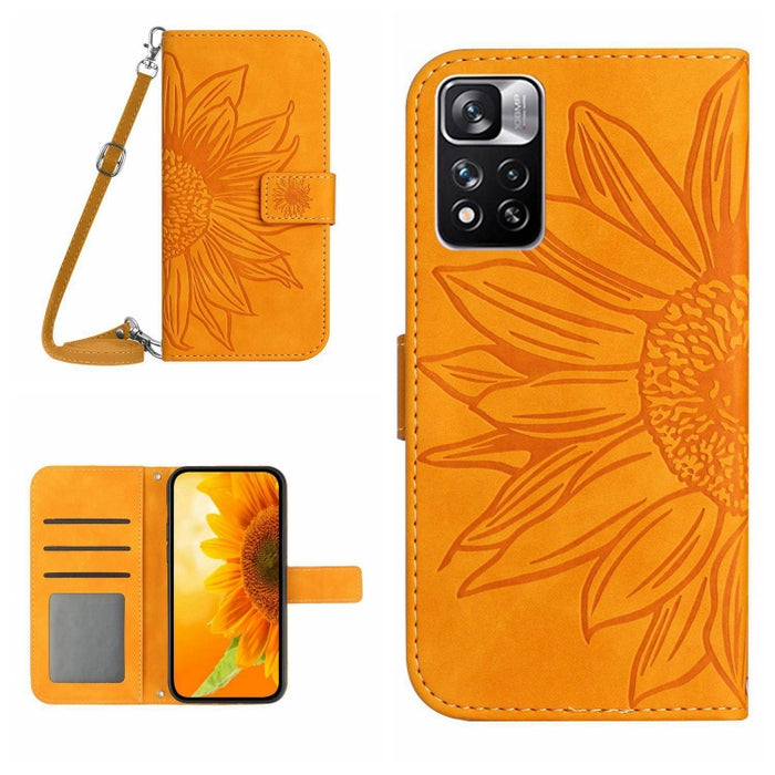 Skin Feel Sun Flower Pattern Flip Funda de cuero para teléfono con cordón, For Xiaomi Redmi Note 9 Pro 4G / Note 9 Pro Max / Note 9S / Poco M2 Pro, For Xiaomi Redmi Note 10 4G / Note 10S, For Xiaomi Redmi Note 10 5G / Note 10T 5G / Poco M3 Pro         ...