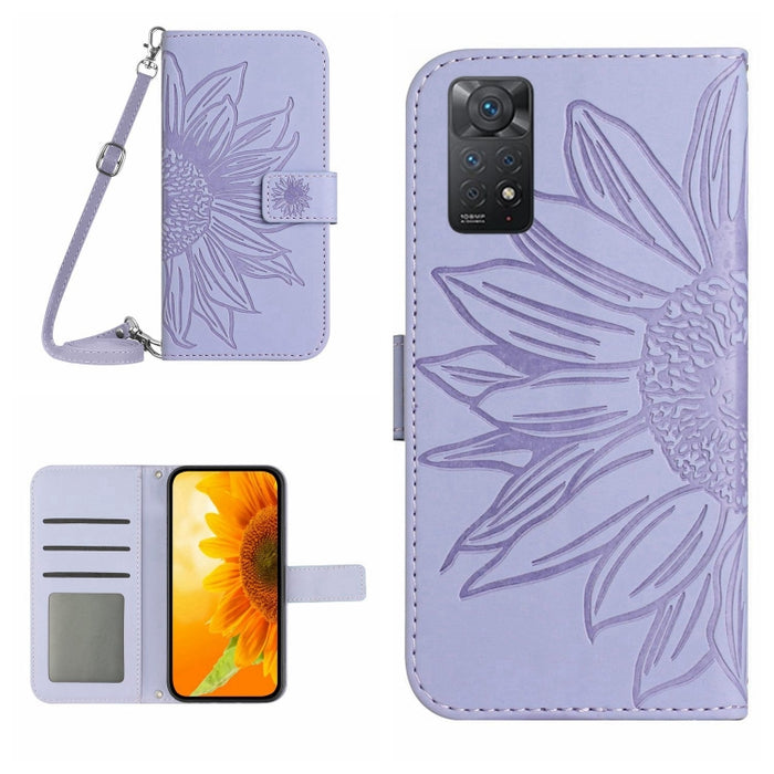 Skin Feel Sun Flower Pattern Flip Funda de cuero para teléfono con cordón, For Xiaomi Redmi Note 9 Pro 4G / Note 9 Pro Max / Note 9S / Poco M2 Pro, For Xiaomi Redmi Note 10 4G / Note 10S, For Xiaomi Redmi Note 10 5G / Note 10T 5G / Poco M3 Pro         ...