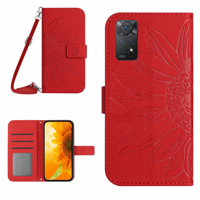 Skin Feel Sun Flower Pattern Flip Funda de cuero para teléfono con cordón, For Xiaomi Redmi Note 9 Pro 4G / Note 9 Pro Max / Note 9S / Poco M2 Pro, For Xiaomi Redmi Note 10 4G / Note 10S, For Xiaomi Redmi Note 10 5G / Note 10T 5G / Poco M3 Pro         ...