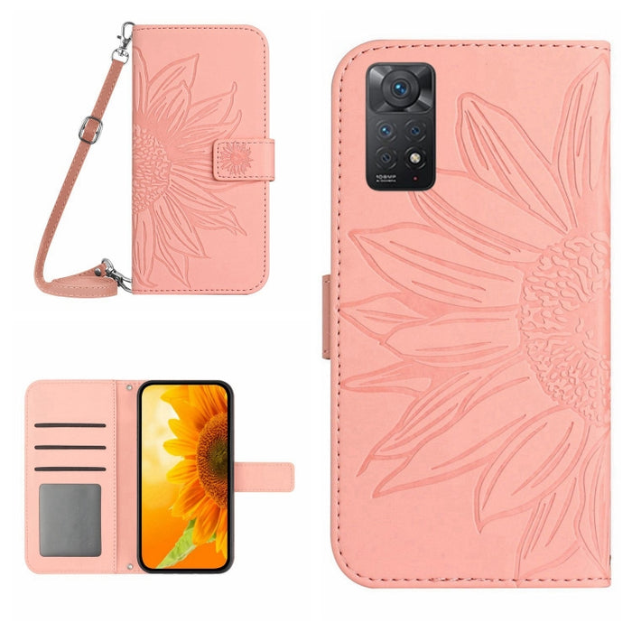 Skin Feel Sun Flower Pattern Flip Funda de cuero para teléfono con cordón, For Xiaomi Redmi Note 9 Pro 4G / Note 9 Pro Max / Note 9S / Poco M2 Pro, For Xiaomi Redmi Note 10 4G / Note 10S, For Xiaomi Redmi Note 10 5G / Note 10T 5G / Poco M3 Pro         ...