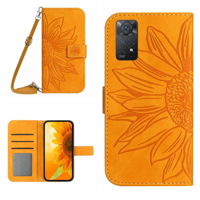 Skin Feel Sun Flower Pattern Flip Funda de cuero para teléfono con cordón, For Xiaomi Redmi Note 9 Pro 4G / Note 9 Pro Max / Note 9S / Poco M2 Pro, For Xiaomi Redmi Note 10 4G / Note 10S, For Xiaomi Redmi Note 10 5G / Note 10T 5G / Poco M3 Pro         ...