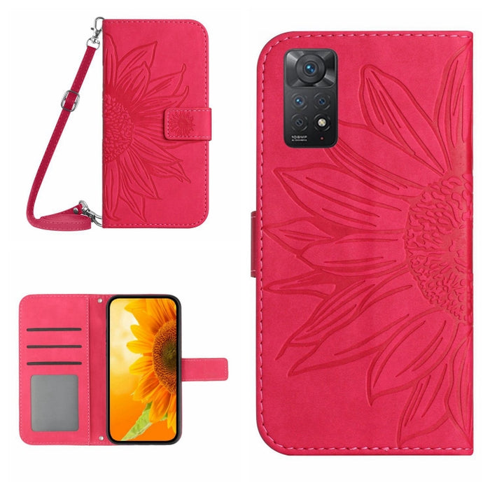 Skin Feel Sun Flower Pattern Flip Funda de cuero para teléfono con cordón, For Xiaomi Redmi Note 9 Pro 4G / Note 9 Pro Max / Note 9S / Poco M2 Pro, For Xiaomi Redmi Note 10 4G / Note 10S, For Xiaomi Redmi Note 10 5G / Note 10T 5G / Poco M3 Pro         ...