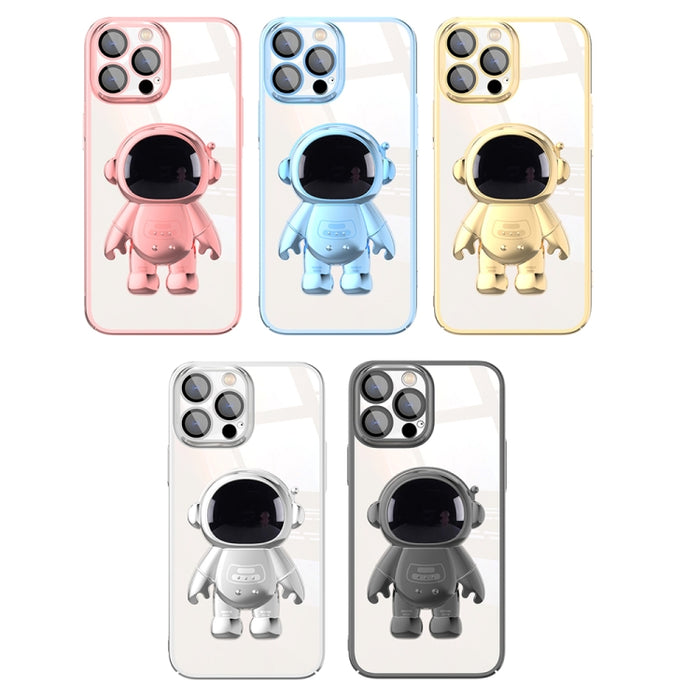 Estuche para teléfono con soporte de astronauta para PC de galvanoplastia con película de lente