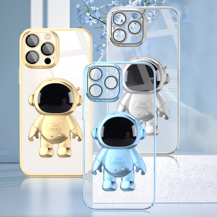 Estuche para teléfono con soporte de astronauta para PC de galvanoplastia con película de lente