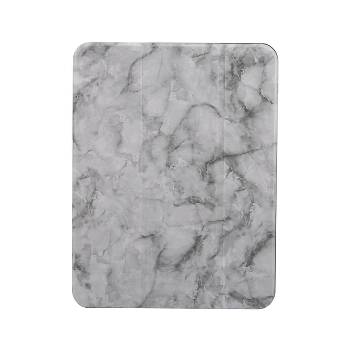 Estuche protector triple para tableta con textura de mármol y ranura para bolígrafo