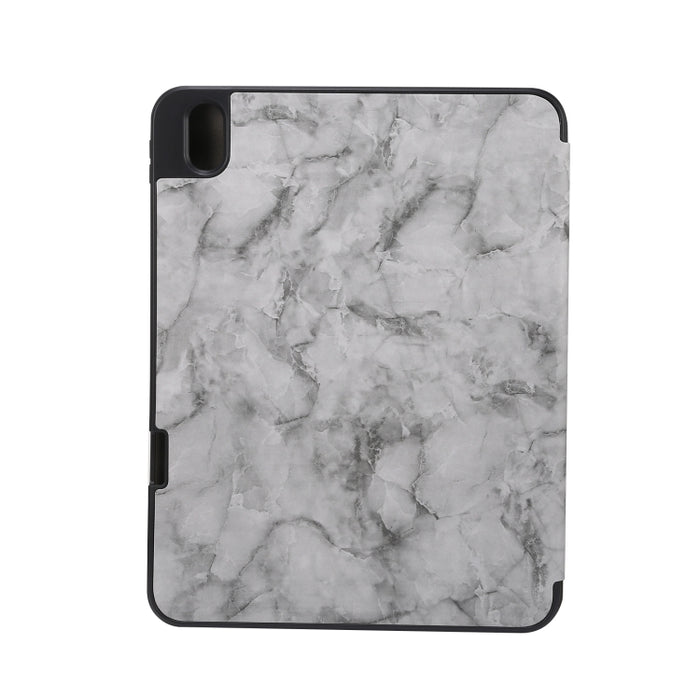 Estuche protector triple para tableta con textura de mármol y ranura para bolígrafo