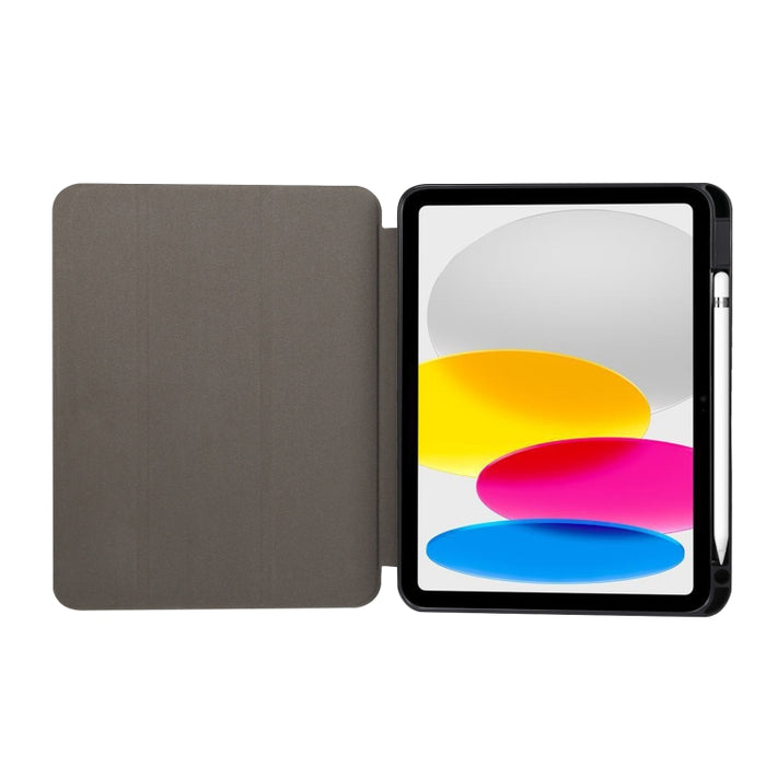 Estuche protector triple para tableta con textura de mármol y ranura para bolígrafo