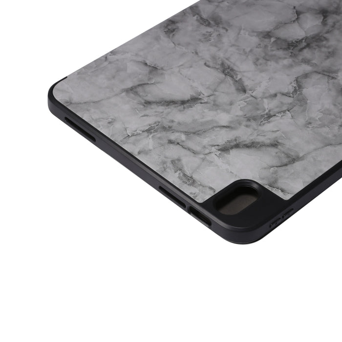 Estuche protector triple para tableta con textura de mármol y ranura para bolígrafo