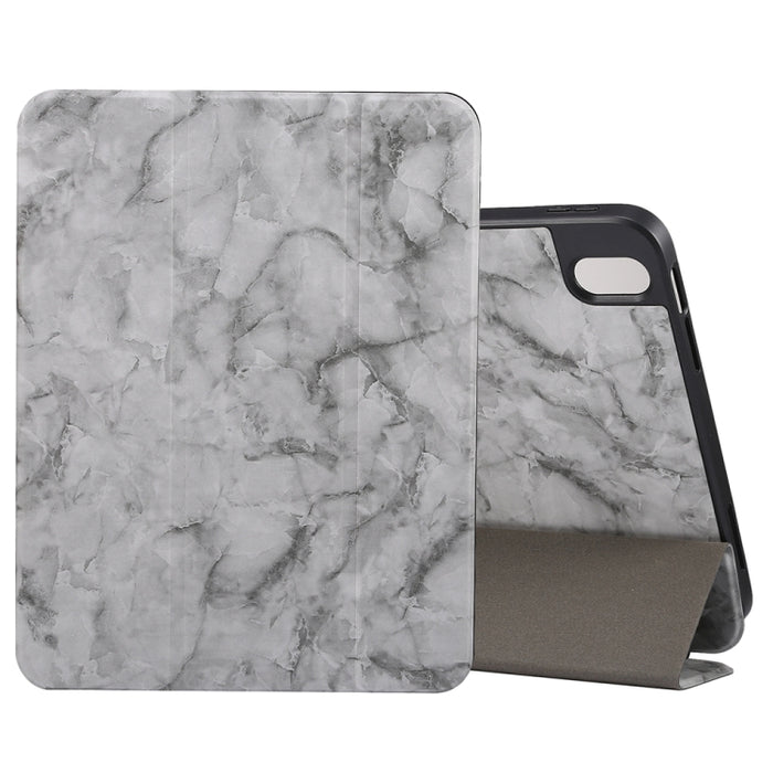 Estuche protector triple para tableta con textura de mármol y ranura para bolígrafo