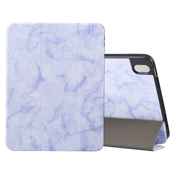 Estuche protector triple para tableta con textura de mármol y ranura para bolígrafo