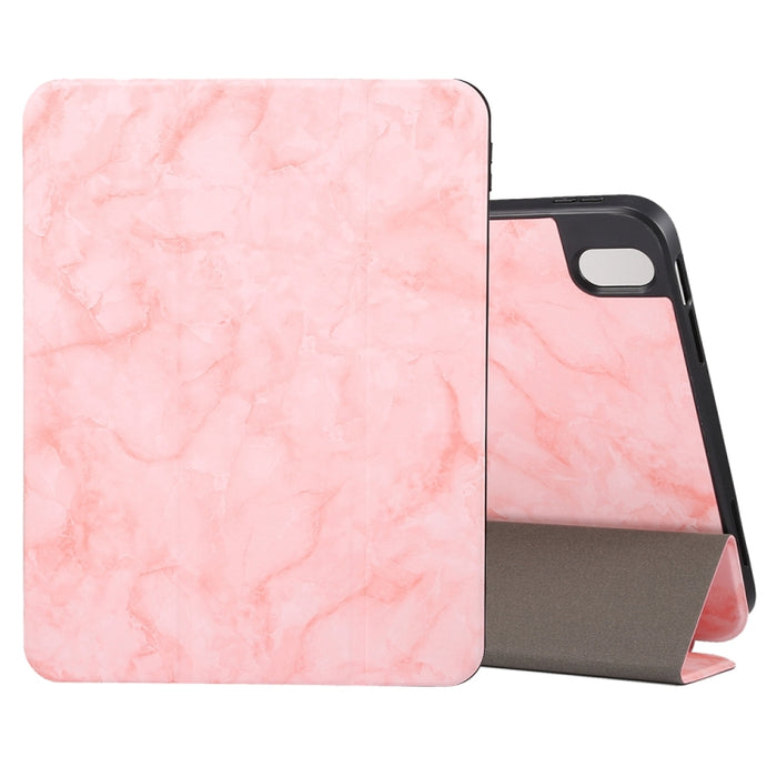 Estuche protector triple para tableta con textura de mármol y ranura para bolígrafo