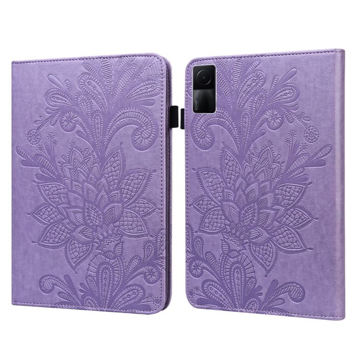 Estuche para tableta de cuero con estampado de flores de encaje, For Lenovo Tab M10 3rd Gen, For OPPO Pad Air 2022, For Realme Pad X, For Xiaomi Redmi Pad 10.61, For Nokia T20 10.4 2021