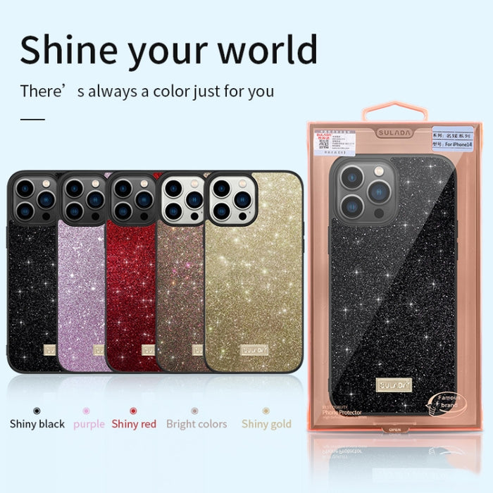 SULADA PC + TPU Funda de cuero con purpurina para teléfono