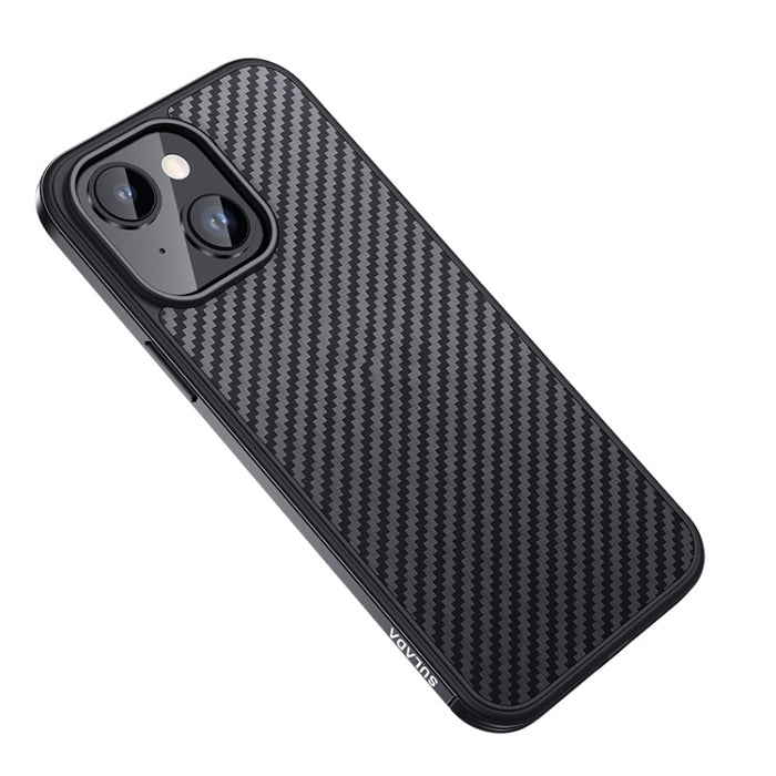 SULADA Fibra de carbono texturizada a prueba de golpes Metal + TPU Frame Case
