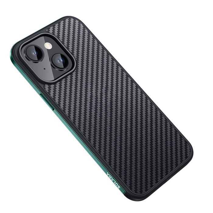 SULADA Fibra de carbono texturizada a prueba de golpes Metal + TPU Frame Case