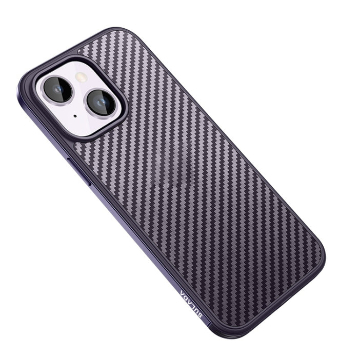 SULADA Fibra de carbono texturizada a prueba de golpes Metal + TPU Frame Case
