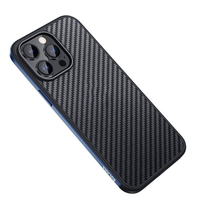 SULADA Fibra de carbono texturizada a prueba de golpes Metal + TPU Frame Case