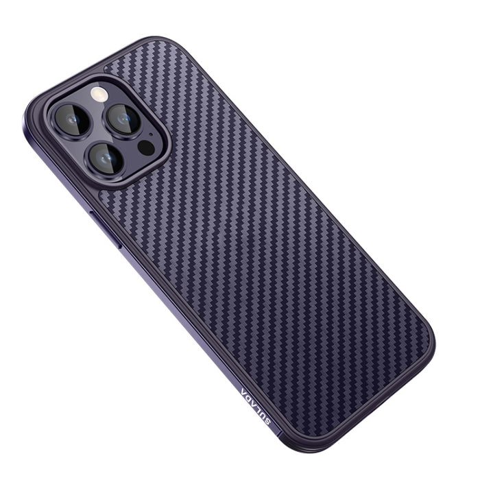 SULADA Fibra de carbono texturizada a prueba de golpes Metal + TPU Frame Case