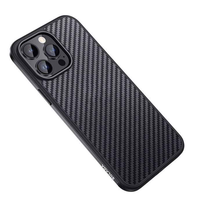 SULADA Fibra de carbono texturizada a prueba de golpes Metal + TPU Frame Case