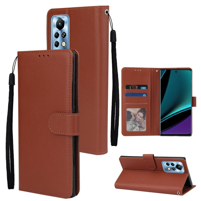 Estuche multifuncional de cuero con tapa horizontal y tres ranuras para tarjetas, For Infinix Note 11s, For Infinix Note 11 Pro, For Infinix Note 10 Pro, For Infinix Hot 11s, For Infinix Hot 10, For Infinix Hot 10s, For Infinix Hot 10i                 ...