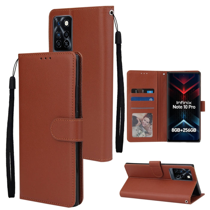 Estuche multifuncional de cuero con tapa horizontal y tres ranuras para tarjetas, For Infinix Note 11s, For Infinix Note 11 Pro, For Infinix Note 10 Pro, For Infinix Hot 11s, For Infinix Hot 10, For Infinix Hot 10s, For Infinix Hot 10i                 ...