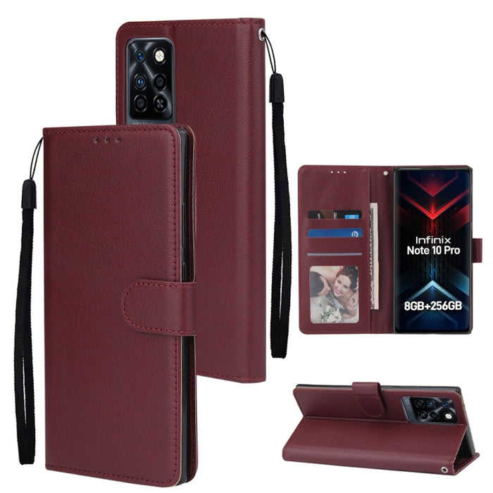 Estuche multifuncional de cuero con tapa horizontal y tres ranuras para tarjetas, For Infinix Note 11s, For Infinix Note 11 Pro, For Infinix Note 10 Pro, For Infinix Hot 11s, For Infinix Hot 10, For Infinix Hot 10s, For Infinix Hot 10i                 ...