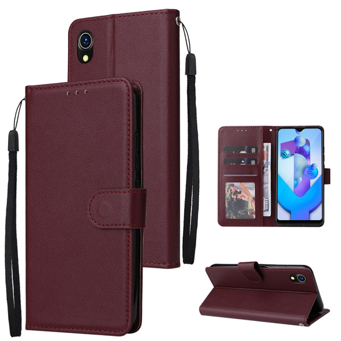 Estuche multifuncional de cuero con tapa horizontal y tres ranuras para tarjetas, For OPPO A15 / A15s / A35, For OPPO A5 / A3s / A12e / C1, For OPPO A37, For vivo Y31, For vivo Y91C / Y1s, For vivo Y53, For Xiaomi Redmi 10C