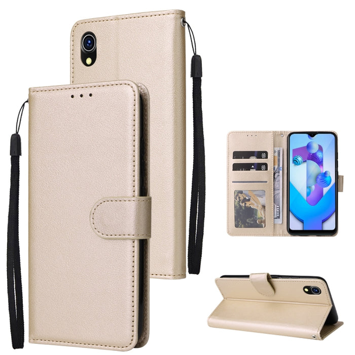 Estuche multifuncional de cuero con tapa horizontal y tres ranuras para tarjetas, For OPPO A15 / A15s / A35, For OPPO A5 / A3s / A12e / C1, For OPPO A37, For vivo Y31, For vivo Y91C / Y1s, For vivo Y53, For Xiaomi Redmi 10C