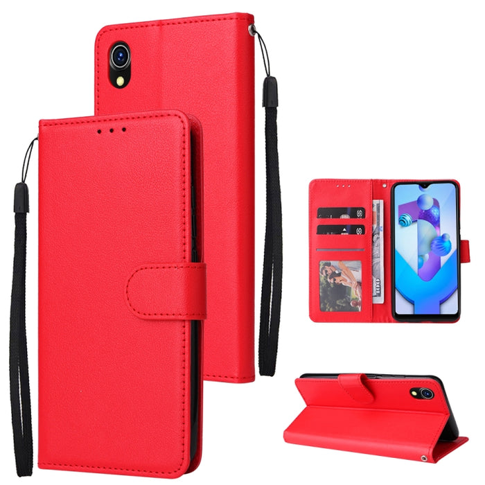 Estuche multifuncional de cuero con tapa horizontal y tres ranuras para tarjetas, For OPPO A15 / A15s / A35, For OPPO A5 / A3s / A12e / C1, For OPPO A37, For vivo Y31, For vivo Y91C / Y1s, For vivo Y53, For Xiaomi Redmi 10C